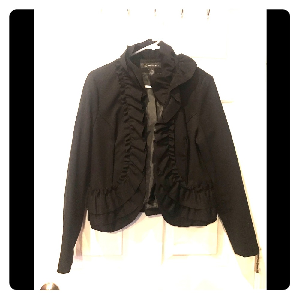 INC black ruffle jacket size L